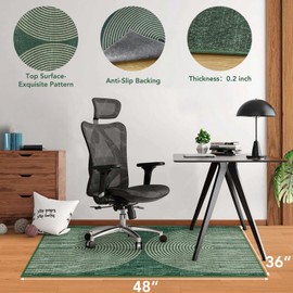 Office Chair Mat for Hardwood Floor&Tile Floor,36"X 48" Heavy Duty Desk Chair Mat for Hard Floors,Under Desk Rug for Rolling Computer Chair,Anti Slip,Low Pile Carpet Floor-Geo Green