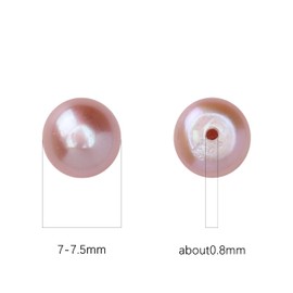 BEADIA Natural Half Drilled Pearl Beads Purple 7-7.5mm 8pcs AAA Freshwater Cultured Loose Gemstone Beads for DIY Stud Earring Jewelry Making