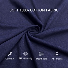 U2SKIIN Mens Cotton Pajama Set, Soft Long Sleeve Pajamas for men Lightweight Button Up Sleepwear Lounge Pjs Set with Pockets(Navy,L)