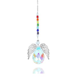 MAIGO Rainbow Crystal Angel Wing Suncatcher - Chakra Decor, Angel Wings Ornament, Suncatchers for Windows Hanging, Crystal Suncatcher, Chakra Hanging Car Accessories, Outdoor Colorful Home Decor (3)