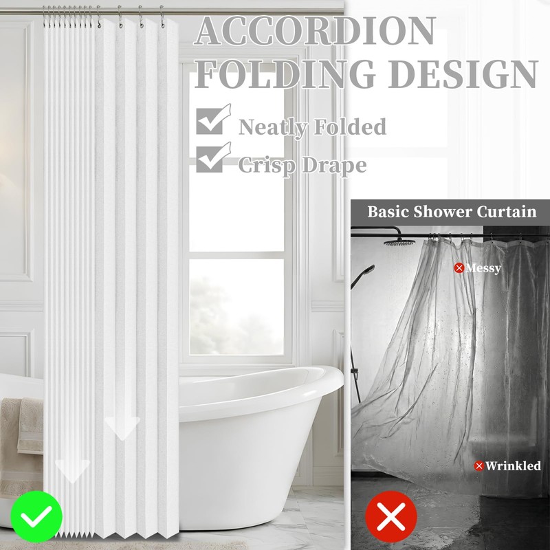AJAZZ Magnetic Folding Shower Curtains Fabric Polyester Material Waterproof Shower