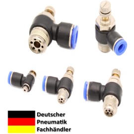 Pneumatic Exhaust Throttle / Throttle Valve M5 1/8 Inch 1/4 Inch 3/8 Inch 1/2 Inch 4-12 mm IQS Hose Connection (1/8 Inch - 10 mm)