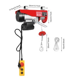 110V/440 lbs Lift Electric Hoist Crane Remote Control Power System, Electric Hoist Zinc-Plated Steel Wire Overhead Crane Garage Ceiling Pulley Winch w/Emergency Stop Switch+2 Straps (440lbs)