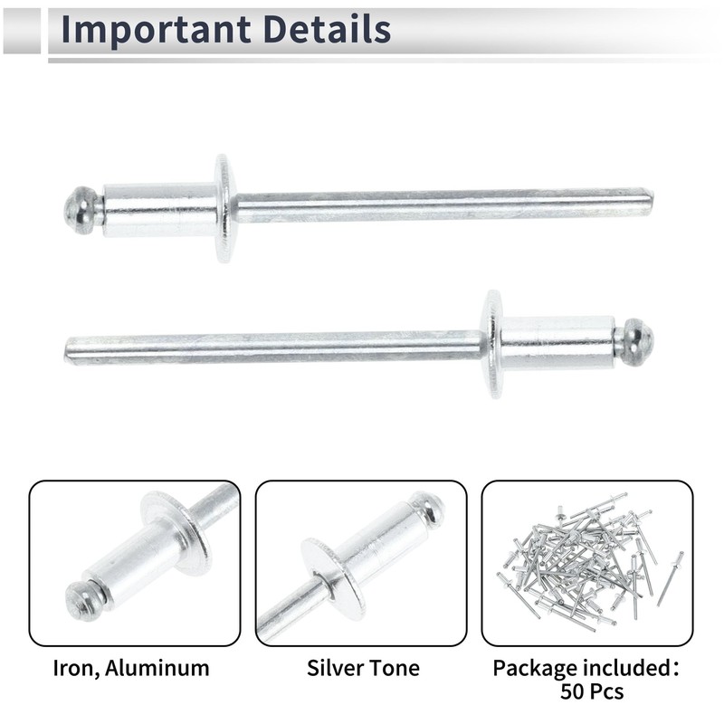 RATCHROLL 50 Pcs Dome Head Large Flange Blind Rivets 4mm