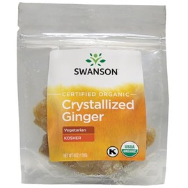 Swanson Certified Organic Crystallized Ginger w/Raw Canesugar 6 Ounce (170 g) Pkg