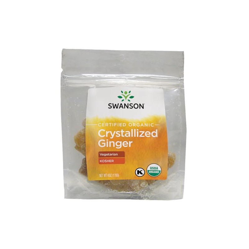 Swanson Certified Organic Crystallized Ginger w/Raw Canesugar 6 Ounce (170