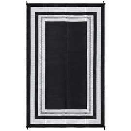 COZYLOOM Outdoor Rug 5x8 Outdoor Plastic Straw Rug Lightweight Modern Area Rug Waterproof Reversible Patio Rugs for Outdoors Backyard RV Patio Deck Picnic Camping Beach Trailer Black White Panel