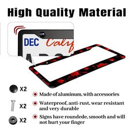 Blood Drop License Plate Frame Red and Black Blood Spatter License Plate Holder for Car Accessories for Car Decor Fits Standard Us Vehicles Size 12 x 6 Inches with Screws