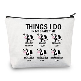 PLITI Cow Makeup Bag Things I Do in My Spare Time Hang Out with Cow Lover Gift Farmer Gift Cows Mom Gift (Cow Spare TimeU)