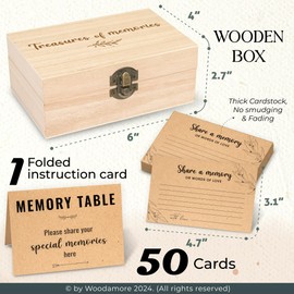 WOODAMORE Woodamore Share A Memory Card for Celebration Of Life Ideas - 50 Pcs Funeral Memorial Cards, Favorite Memory Box for Funeral Graduation Wedding, Funeral Keepsake for Celebration Of Life Decorations