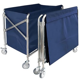 CXWAWSZ Collapsible Laundry Cart on Wheels Home Commercial Heavy Duty Canvas Laundry Carts, Large Industrial Laundry Baskets with Steel Frame and Waterproof Oxford Cloth, 300 Lbs Weight Capacity