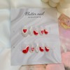 Red heart chunk handmade nail tip ❤ - Short ballet