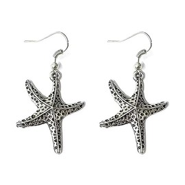 Azusa Sun Vintage Silver Starfish Dangle Earrings Creative Star Shaped Earrings for Women Summer Beach Jewelry