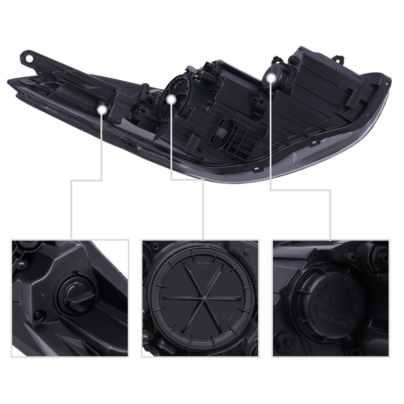 CRYBY Headlights Fit for Hyundai Elantra 2011-2013, Halogen Headlamps Left