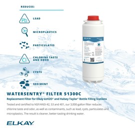 Elkay 51300C WaterSentry Plus Replacement Filter Cartridge for WaterSentry Plus Filtration System in EZH20 Bottle Fillers - N/A