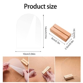 Kaizuca 8 Pack Acrylic Table Numbers with Wooden Card Holders, Reusable Wedding Table Numbers, Blank Curved Acrylic Signs for Birthdays, Baptisms, Wedding Table Decorations