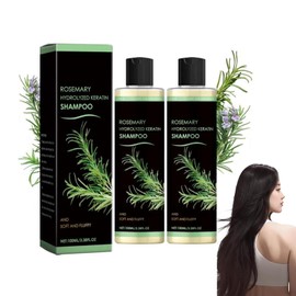2PCS Rosemary Hair Growth Shampoo, Natural Thickening & Strengthening Shampoo with Hydrolyzed Keratin & Vitamin C, Nourishing Moisturizing Formula for Fine Hair & Hair Loss, for Women & Men (A)