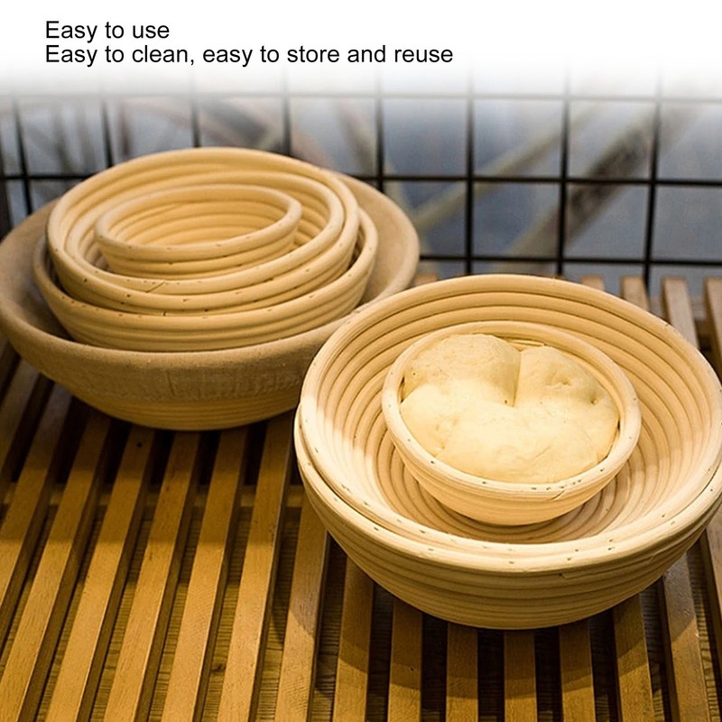 Round Bread Proofing Basket with Liner Cloth Dough Rising Rattan