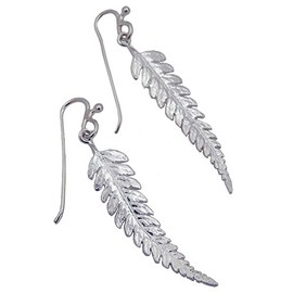 Sterling Silver Fern Earrings, 1.5", American Made