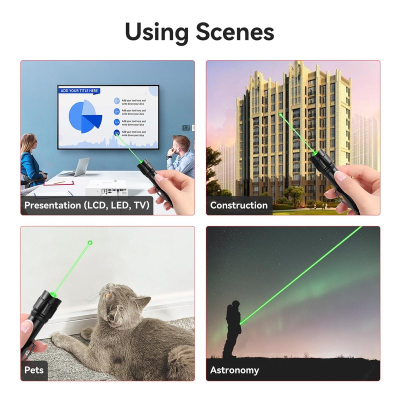 MIPREZT [4 Packs] Rechargeable Green Light Flashlight Long Distance Range