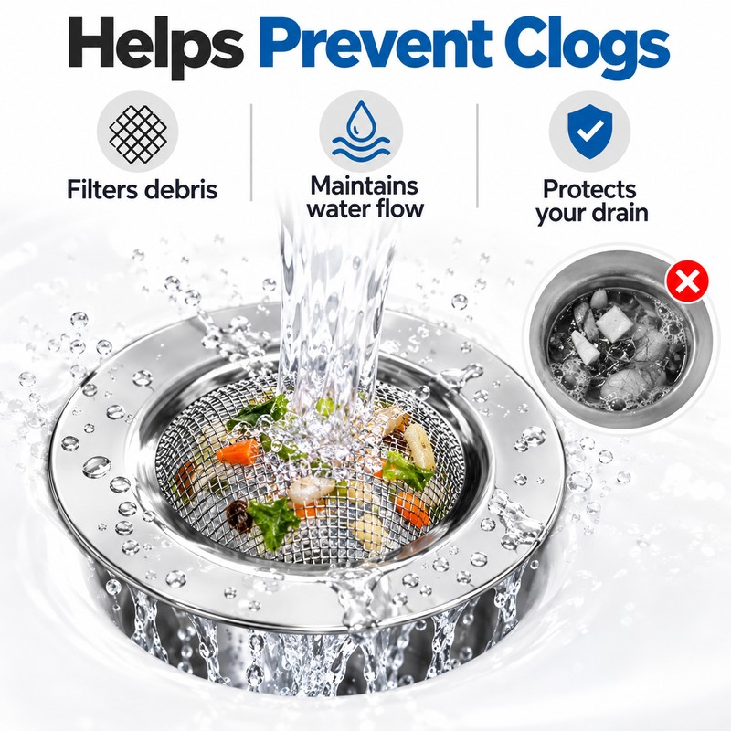 Stainless Steel Sink Strainer for Kitchen & Bathroom – Mesh