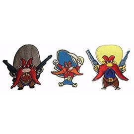Classic Looney Cartoons Yosemite Cowboy Sam Embroidered Iron On Set of 3 Patches