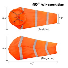 ZOOFOX 4 Pack 40 Inch Windsock, Heavy Duty Printed Wind Direction Measurement Sock Bag, Rip-Stop Orange Windsocks with Reflective Belt for Outdoors Airport Farm and Park