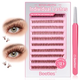 Beetles Brown Lash Clusters Lash Extensions Natural Eyelashes Clusters 240pcs Individual Lashes 30D 40D Wispy Eyelash Extensions D Curl 10-16mm 3D DIY Cluster Lashes (C040, 30D 40D, 10-16mm)