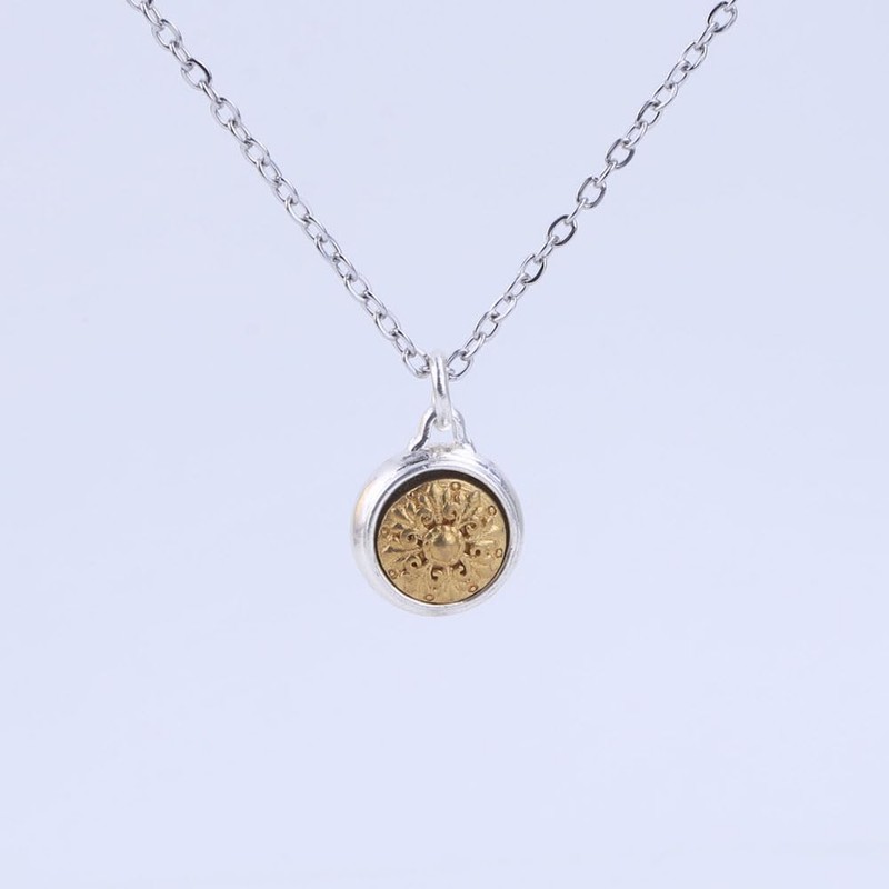 Sundarwald Dainty Rotatable Golden Wheel Pendant Necklace for Men Women,