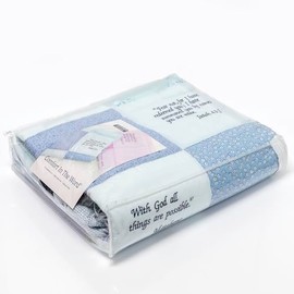 COMFORT IN THE WORD ® Embroidered Scripture Baby Quilt, Blue
