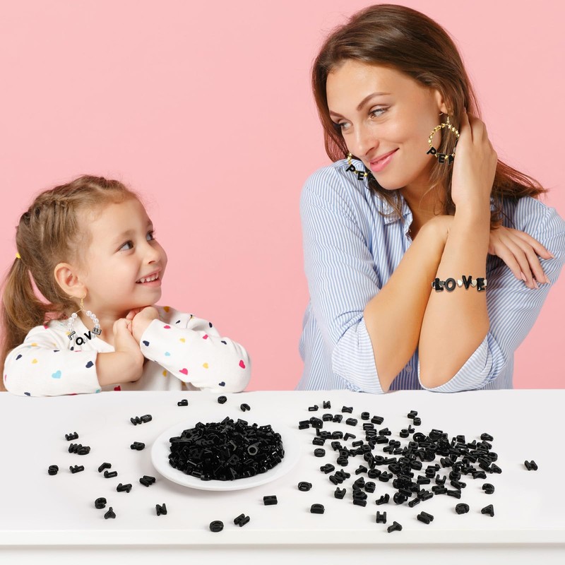 400Pcs Black Large Alphabet Letter Beads for Chunky Jewelry Crafts