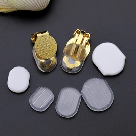 80 Pieces 8 Size Earring Pads TPE Material (Better Than Silicone) Comfort Earring Cushions for Clips on Earrings, Clear, White (Clear White)