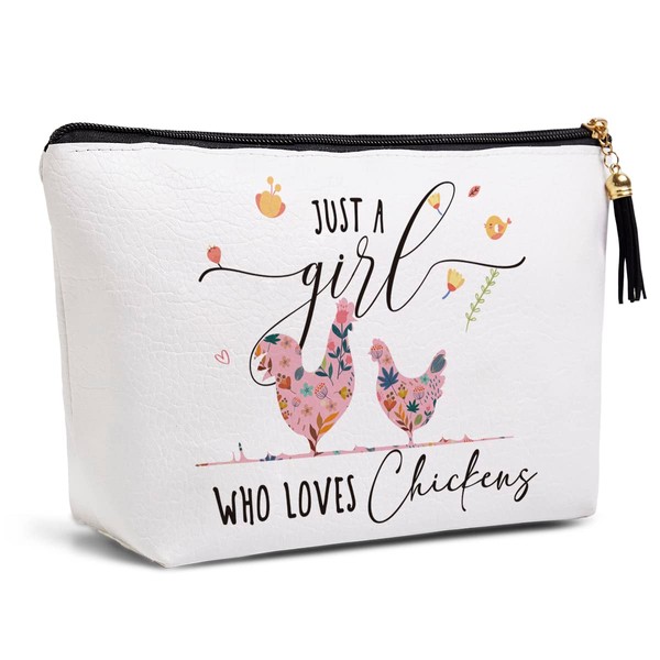 Chicken Gifts for Chicken Lovers Women Women Funny Chicken Decor Chicken Themed Birthday Gifts for Farm Animal Lovers Teens Women Sisters Makeup Bag Travel Toiletry Bag Just A Women Loves Chickens