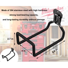 VIWOOP Extension Cord Holder Organizer Compatible with Milwaukee Packout Tool Box Suitable for Securing Various Large Tools, Made of Stainless Steel (Black 1 pcs)