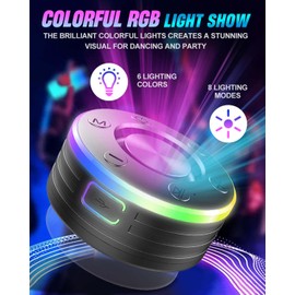 Bluetooth Shower Speaker, Portable Bluetooth Speaker Wireless with RGB Lights, IPX7 Waterproof speaker with FM Radio, Suction Cup, Stereo Sound, Built-in Mic, for Bathroom, Party, Travel, Outdoor