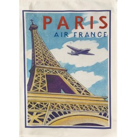Half a Donkey Paris Vintage Flight Large Cotton Tea Towel