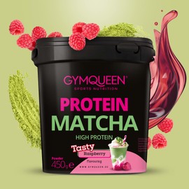 GymQueen Protein Coffee Matcha Raspberry 450 g, High Protein Coffee, 20 g Protein per Serving, High-Quality Whey Protein with Aromatic Coffee and Natural Caffeine