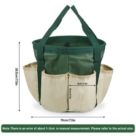 Garden Tool Bag, 7.5" x 8" Garden Tote Storage Bag with Pockets, Home Tools Organizer Garden Tool Kit Holder Multi-Purpose Portable Gardening Tool Bag with Handles Gardening Gifts for Men Women
