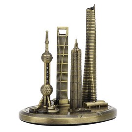 Architecture Shanghai Building Kit, Oriental Pearl Tower, Global Financial Center Model, Vintage Style Decor for Home, Office, Display Gift