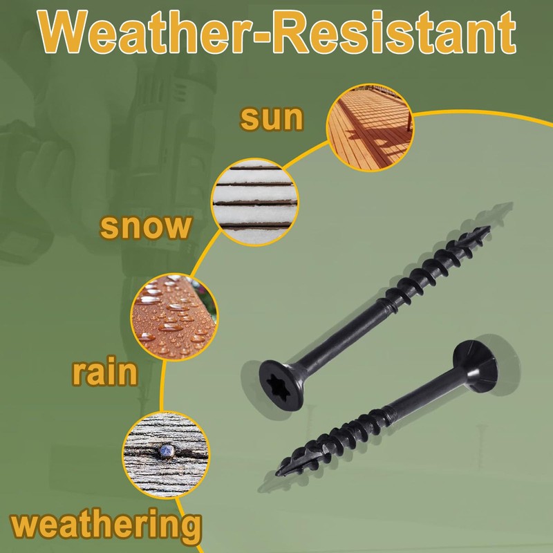 Wavanta 50Pcs Decking Screws, 4.8 x 100mm Black Wood Screws,