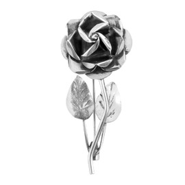 Prendedor Rosa Pavonada de Plata, 4,6 cm, Joyería Artesanal Mexicana