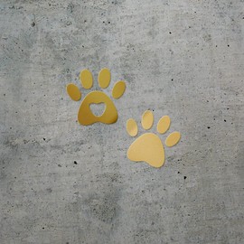 Decal Stickers of Paw Print (Metallic Gold) (Set of 2) Premium Waterproof Vinyl Decal Stickers for Laptop Phone Accessory Helmet Car Window Mug Tuber Cup Door Wall Decoration - ANDsticd38684GO