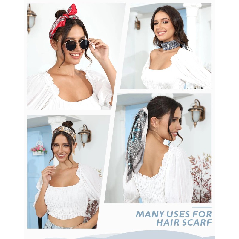 Unbranded 4PCS 23” Satin Bandanas for Women Head Scarf Like