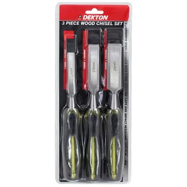 Dekton 3 Piece Chisel Set-heat Treated And Hardened Carbon Steel Blades| Striking Caps| Ergonomic Anti Slip Grips| Durable Construction For Long-lasting Use| Versatile Tool Kit For Fine Detailing