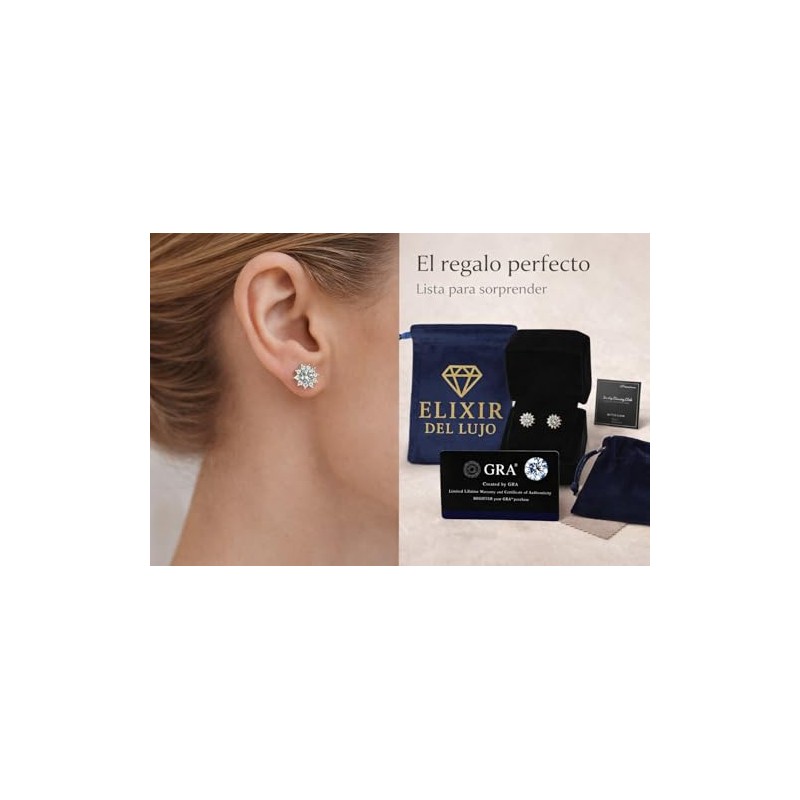 Aretes Flor de Moissanita para Mujer | Plata .925 Bañados