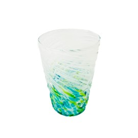 Kubagasaya Ryukyu Glass Okinawa Souvenir Shimakuru Island Heart Long Glass (Green Water)