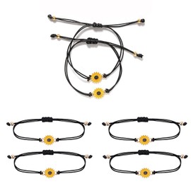 MoK Pack of 6 Promise Bracelets, Sunflower Bracelet, Pinky Promise Bracelets for Good Friends, Family, Women, Girls, Men, Boys, Gift, Metal