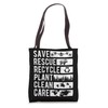 SAVE RESCUE RECYCLE PLANT CLEAN CARE Eco-Friendly Awareness Tote Bag