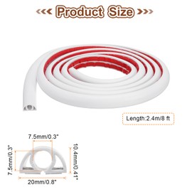 HARFINGTON 8ft Cord Cover Floor W0.3 x H0.3 Inner Channel PVC Hide Extension Cable Floor Wire Hider Wire Covers Protector for Prevent Cable Trips Cables Management, White
