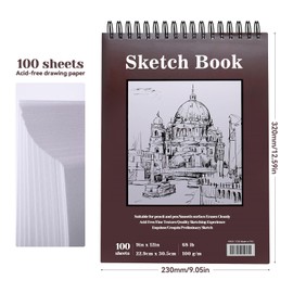 NVGFTG Sketchbook A4 22.9 × 30.5 cm Sketchbook Spiral Bound Sketchbook - 200 Pages/100 Sheets - 100 gsm Drawing Pad Sketch Paper for Drawing Drawing Drawing Pad Drawing Paper for Students Artists